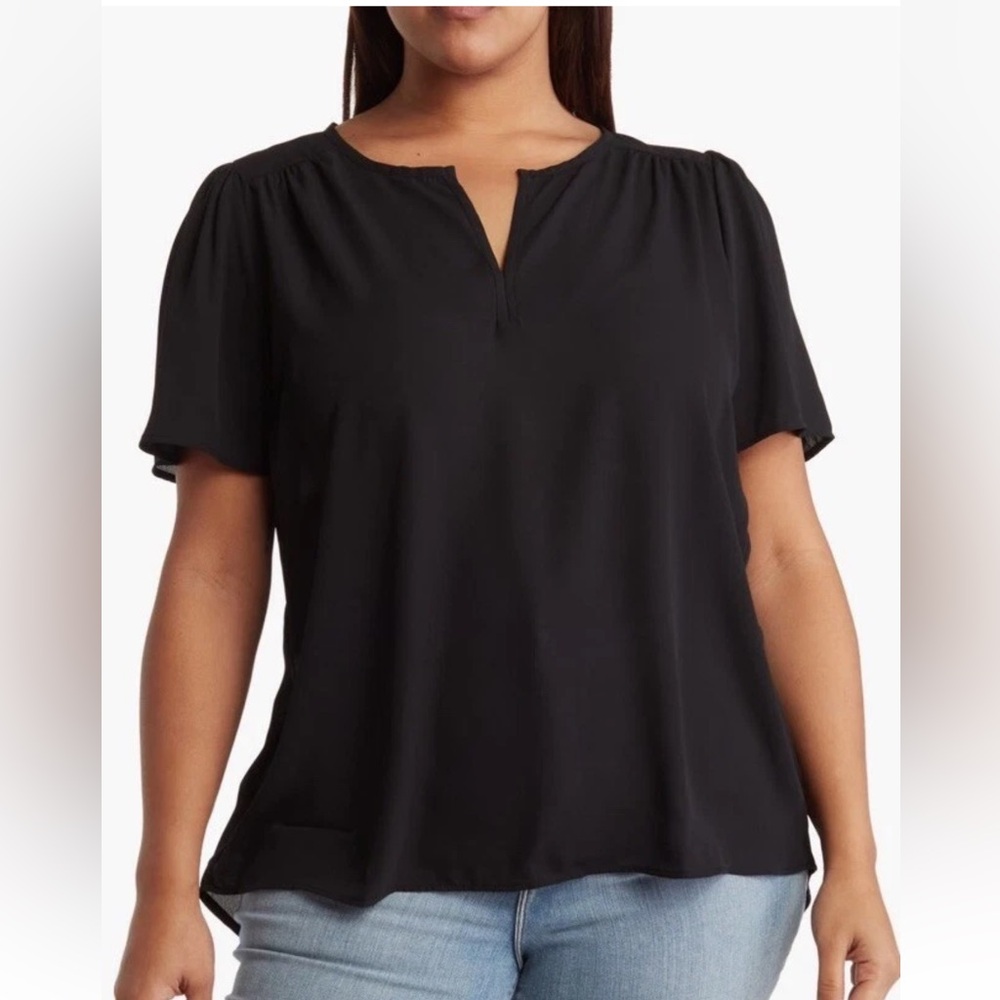 Pleione Black High Low Tunic Top Blouse XL Black Nordstrom